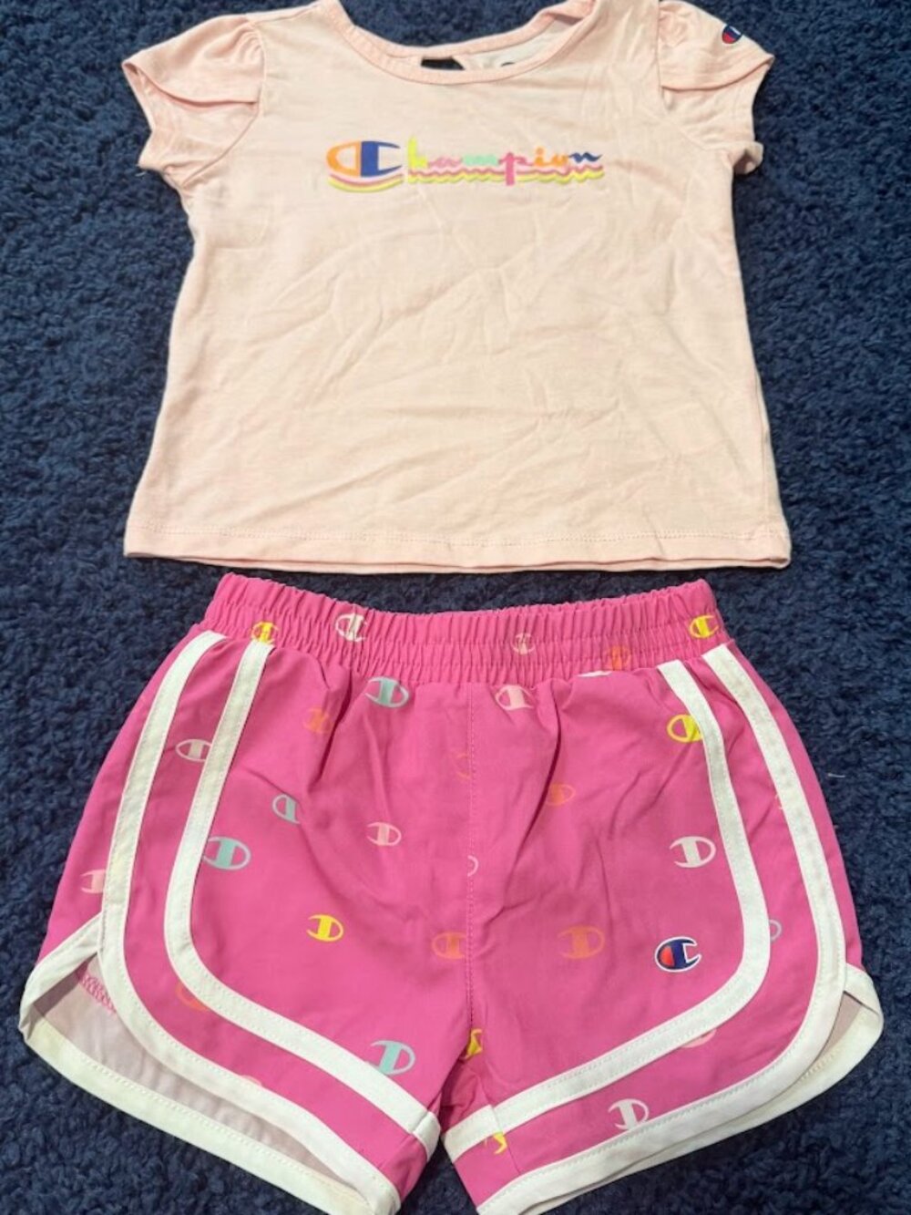 Champion Girls 2-Piece Outfit – 3T – Pink Tee & Logo Shorts – New